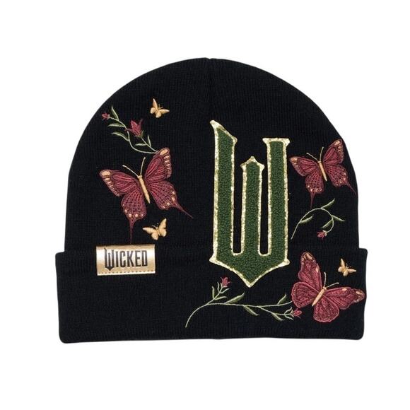 WICKED Spellbinding Floral Butterfly Cuffed Beanie Glinda Elphaba OZ Lot of 2 main image 8